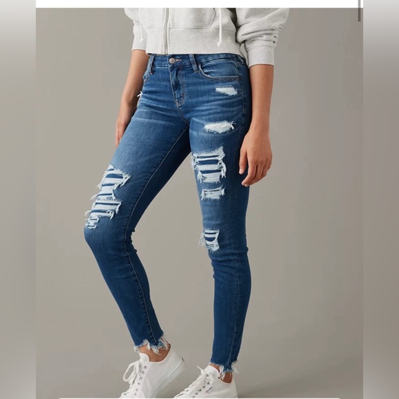American Eagle Next Level Curvy Patched High-Waisted Jegging - Picture 1 of 6